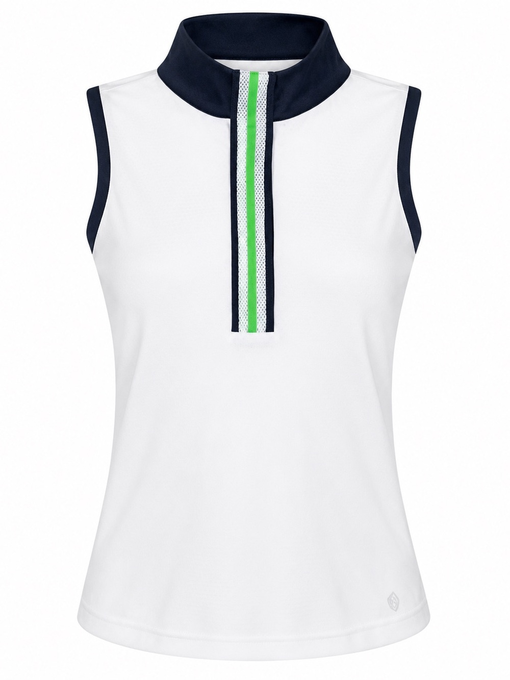 GGblue Golf Women White w/ Green & Black Sleeveless Polo GG Blue - Size XS